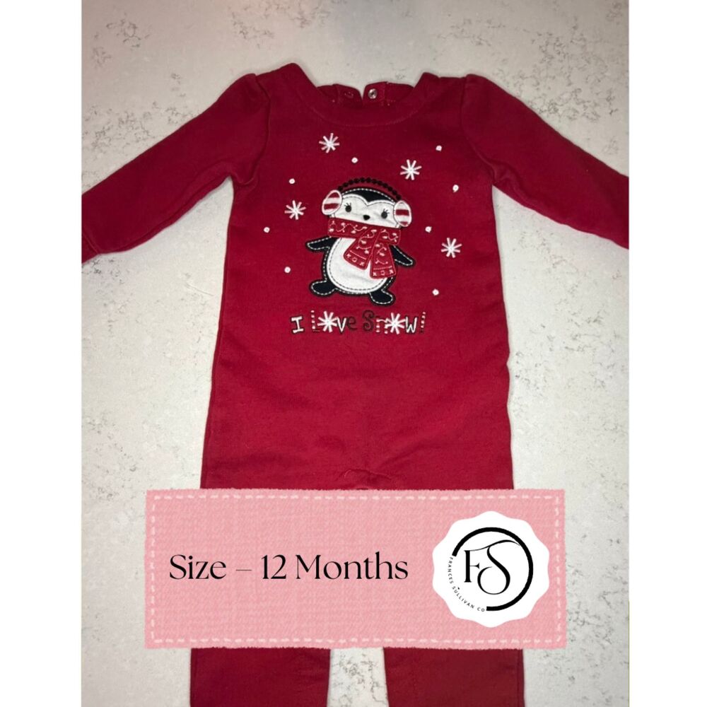 Vintage Babies “R” Us Burgundy Embroidered Infant Jumpsuit, 9–12 Months